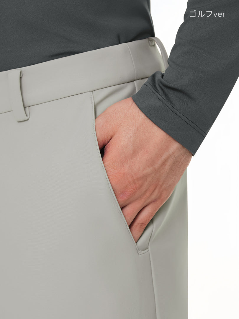 [2SET] Airsolid メンズ ライト裏起毛 スラックス (バンドver /  ゴルフver)＋クラシックソックス贈呈