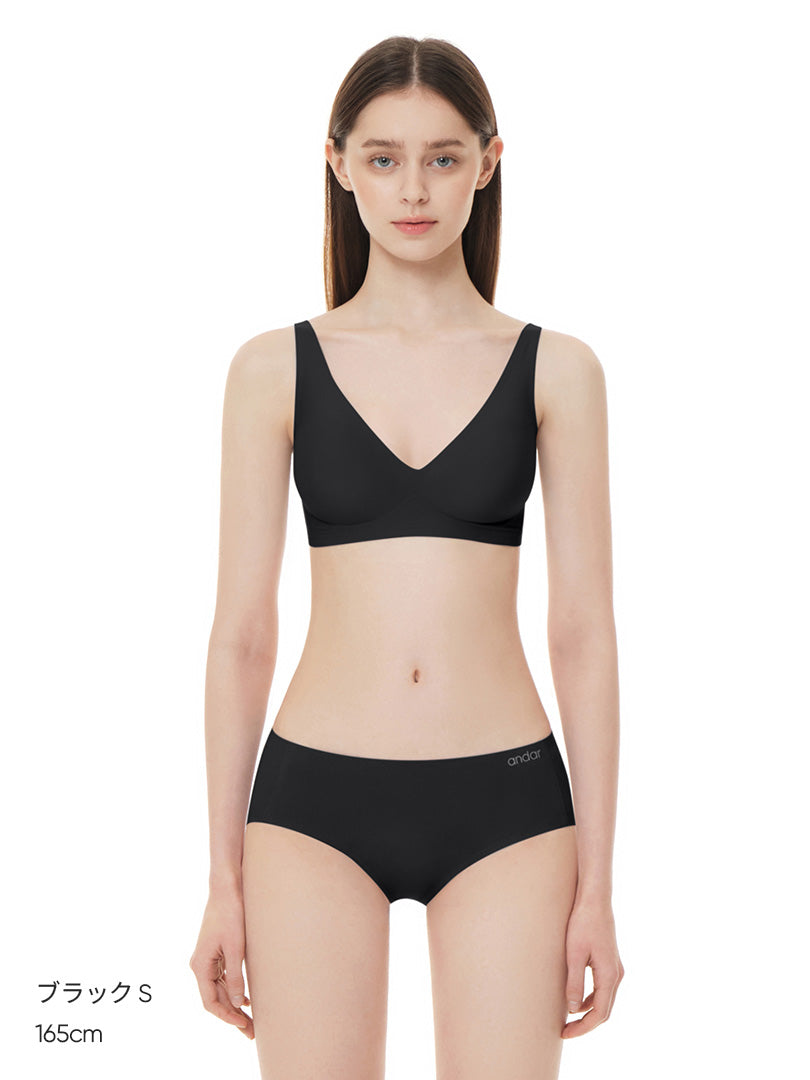 [5+1SET] andar オールデイフィット ブラ (パッド一体型 / 2タイプ選択可)& ショーツ - andar JAPAN