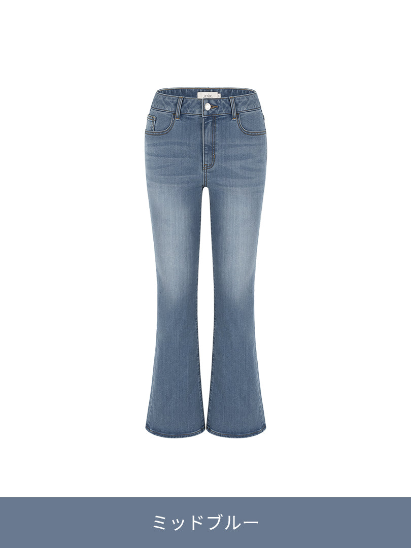 [SET] Airdenim 微起毛 ブーツカット セットアップ (Airy Fit ピーチ起毛スリムT(長袖)+ブーツカットジーンズ)