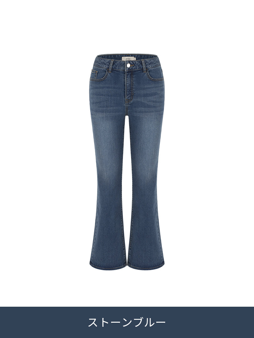 [SET] Airdenim 微起毛 ブーツカット セットアップ (Airy Fit ピーチ起毛スリムT(長袖)+ブーツカットジーンズ) - andar JAPAN