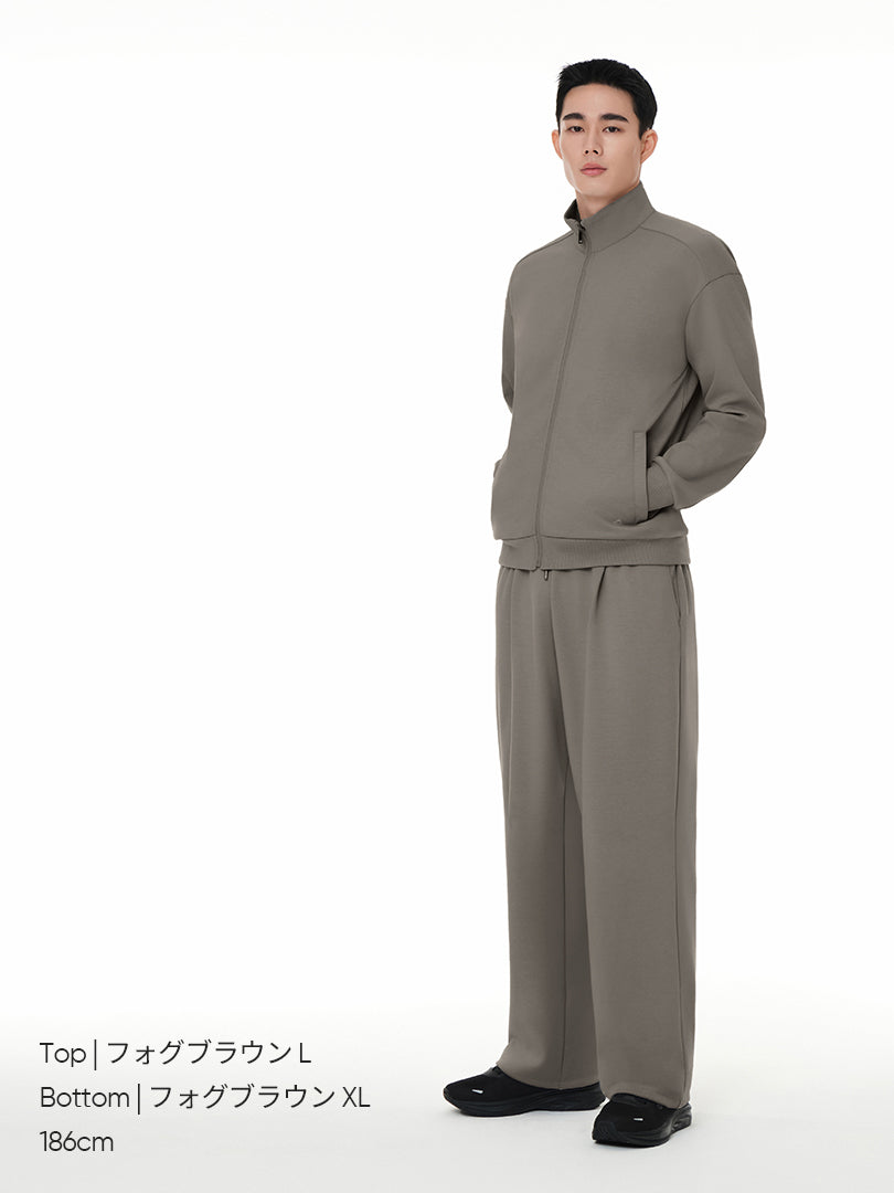 [SET] Mildmooth メンズ セットアップ (ワイドパンツ＋ジップアップ)