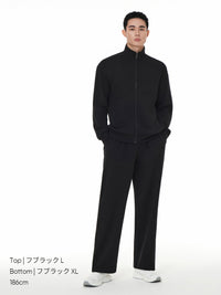 [SET] Mildmooth メンズ セットアップ (ワイドパンツ＋ジップアップ)