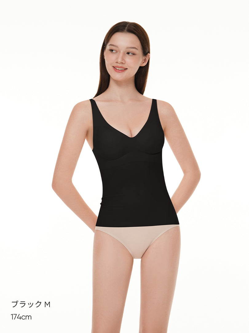 [2SET] andar オールデイフィット ピーチ起毛キャミソール (パッド一体型)