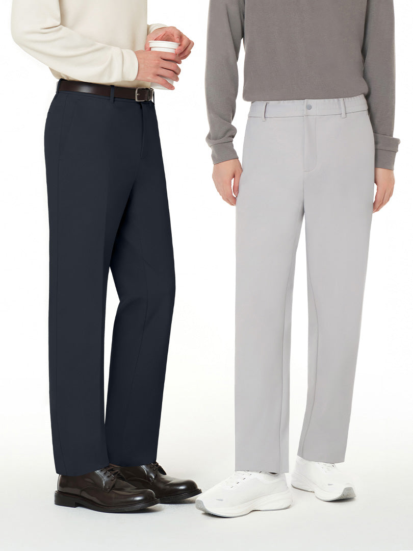 [SET] メンズ 起毛 スラックス 2種セット (Urbanactive ライト起毛スラックス+Airsolid ライト裏起毛 スラックス)