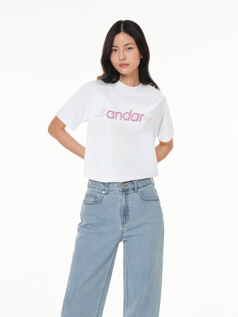 [OUTLET] Cottonlight シグネチャー ロゴ クロップド Tシャツ (半袖) - andar JAPAN