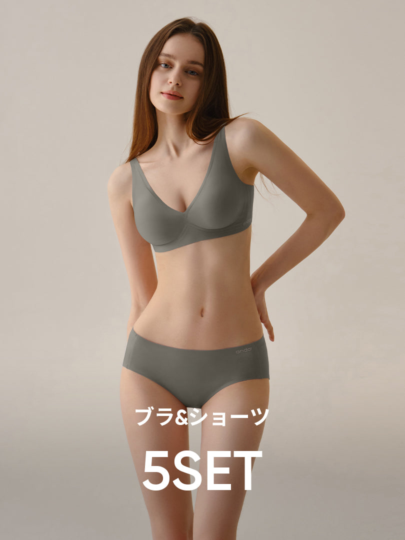 [5SET] andar オールデイフィット ブラ (パッド一体型 / 2タイプ選択可) &ショーツ