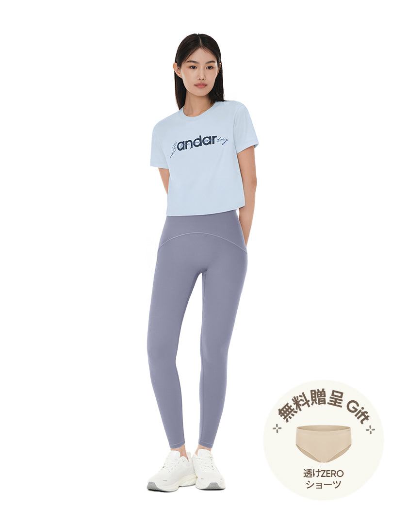 [SET] あさがおソーダ, スタイルUP サマークールフィットセット（レギンス＋クロップドTシャツ)＋シームレスショーツ プレゼント