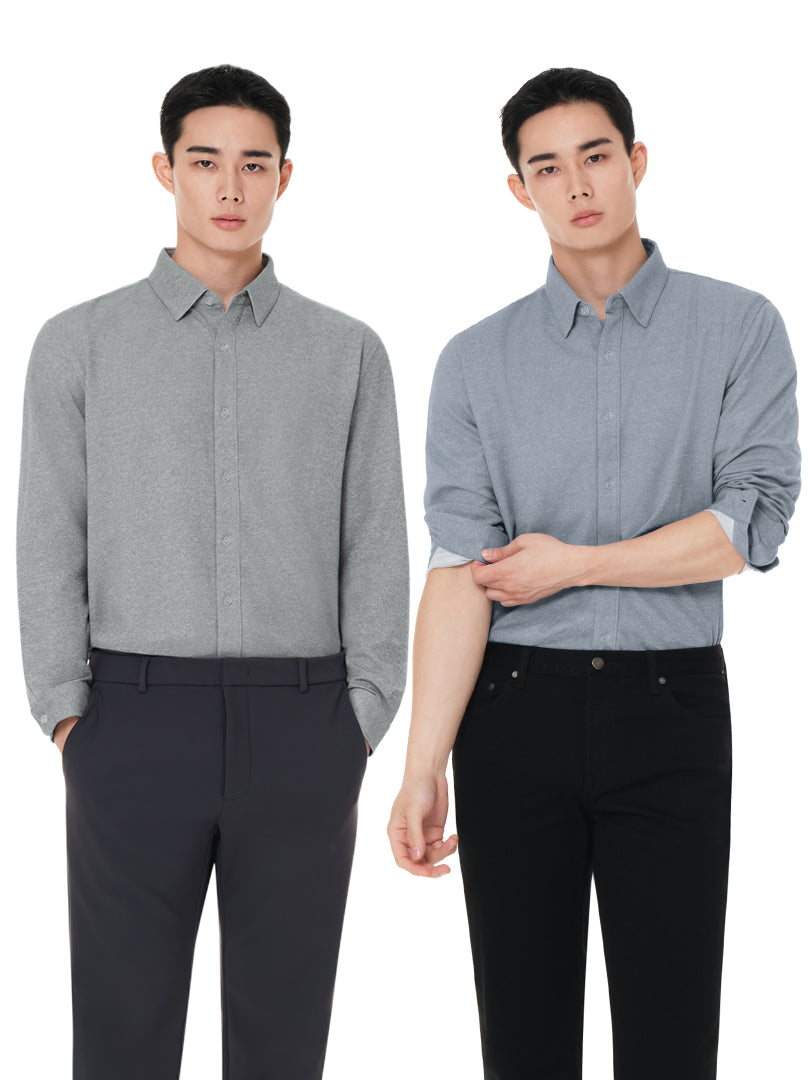 [2SET] メンズ ストレッチ ツイルシャツ
