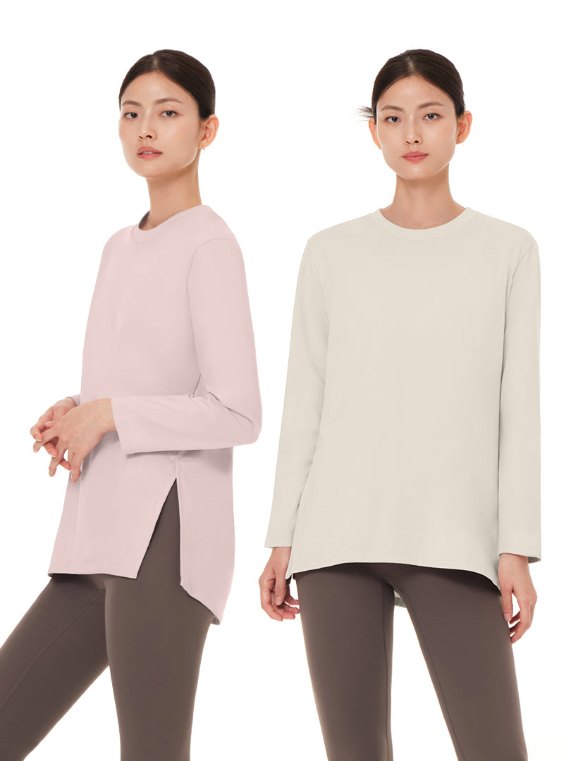 [2SET] Airy Fit ピーチ 裏起毛 オーバーフィット Tシャツ (長袖)