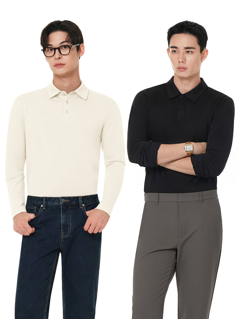 [2SET] NEW Airy Fit メンズ ライト裏起毛 スマートカラートップ (長袖)＋クラシックソックス贈呈