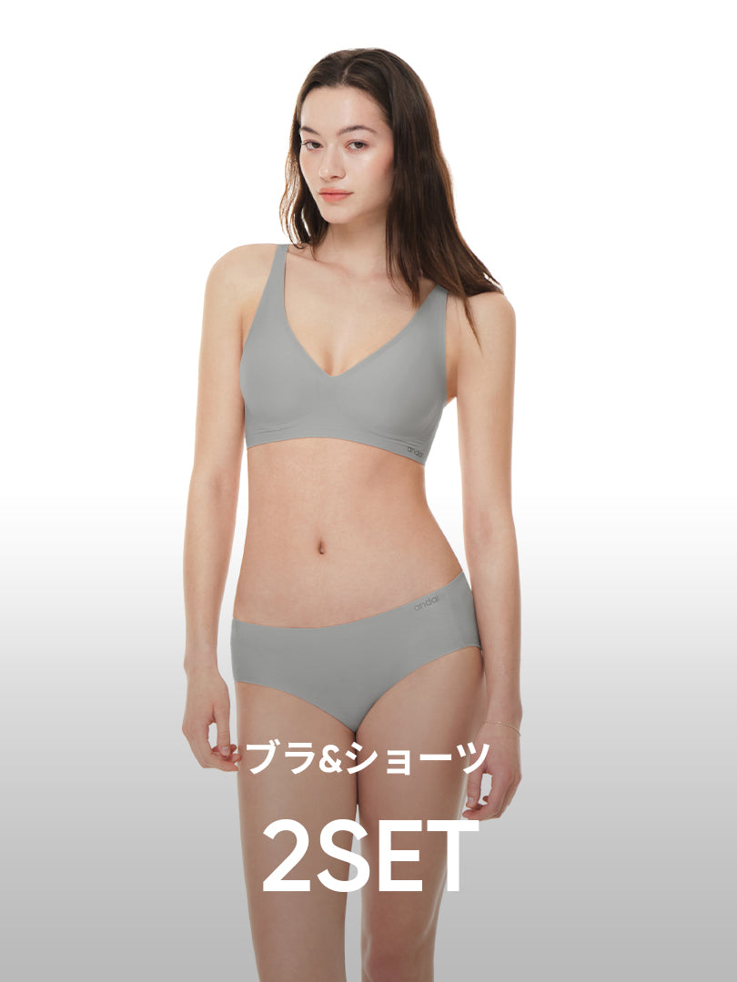 [2SET] andar オールデイフィット CDE ブラ (パッド一体型 / 2タイプ選択可能)&ショーツ