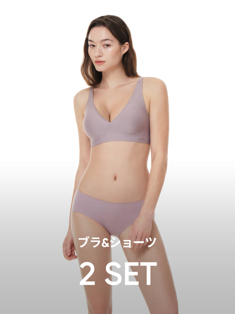 [2SET] andar オールデイフィット CDE ブラ (パッド一体型 / 2タイプ選択可能)&ショーツ - andar JAPAN