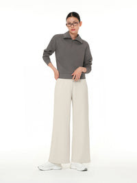 [SET] 襟付きジップアップ 裏起毛 セットアップ (襟付きジップアップ+ワイドレギンス) - andar JAPAN