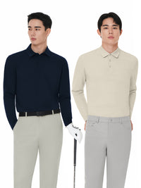 [2SET] NEW Airy Fit メンズ ポロシャツ (長袖)＋クラシックソックス贈呈