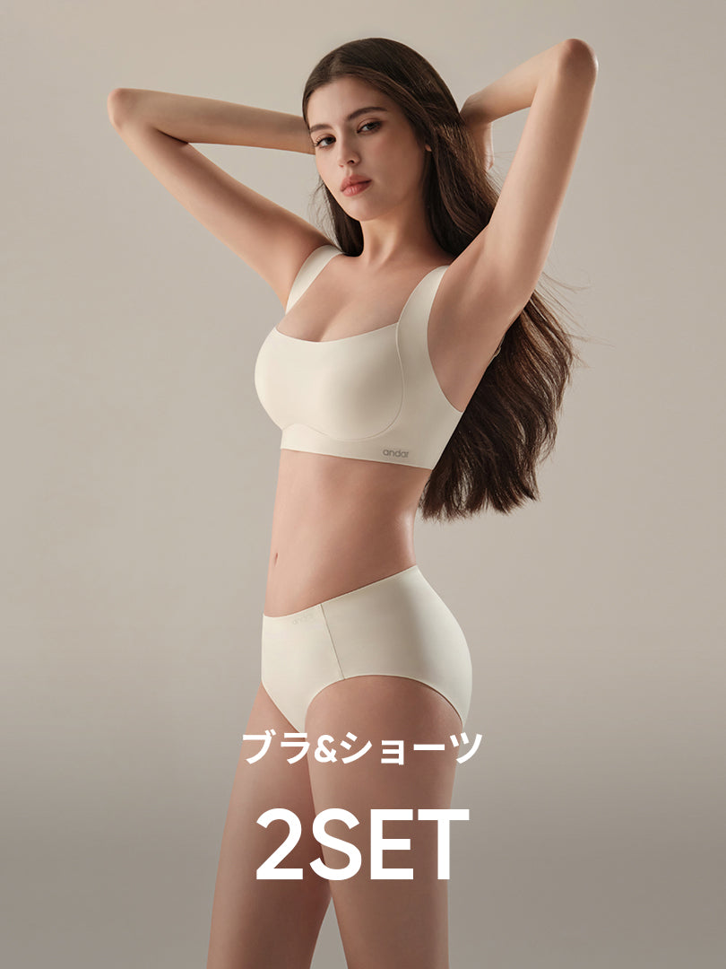 [2SET] andar カバーフィット 脇高ブラ＆ショーツ(ワンモールド型/ホックあり)