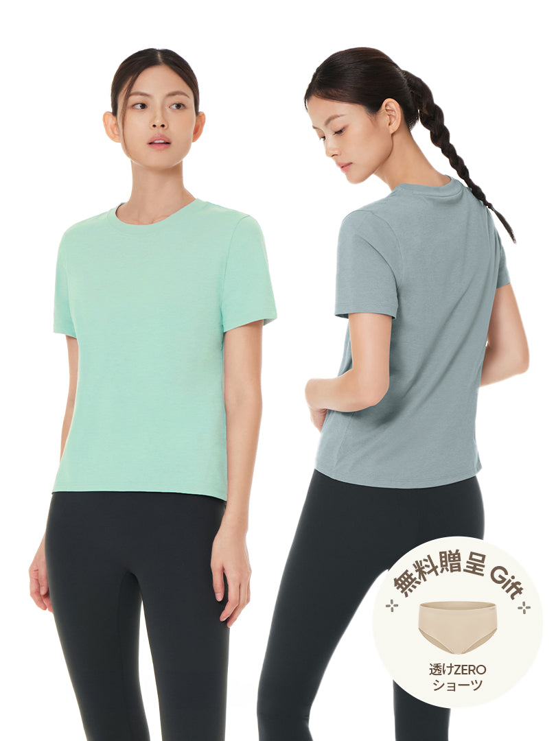 [2SET] あさがおソーダ NEW Airy Fit スタンダードフィット Tシャツ (半袖)＋シームレスショーツ贈呈