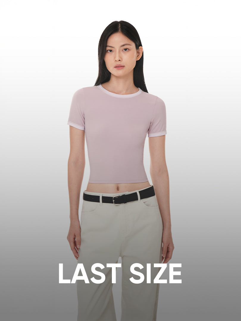 [LAST SIZE] Softension ネックポイント クロップド トップス (半袖) - andar JAPAN