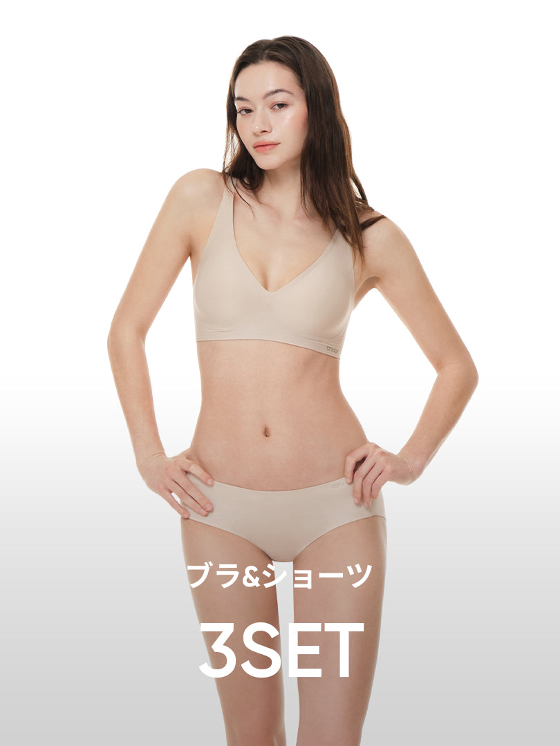 [成人の日お祝いGIFT] [3SET] andar オールデイフィット CDE ブラ (パッド一体型 / 2タイプ選択可)& ショーツ + 運動用ショーツ贈呈