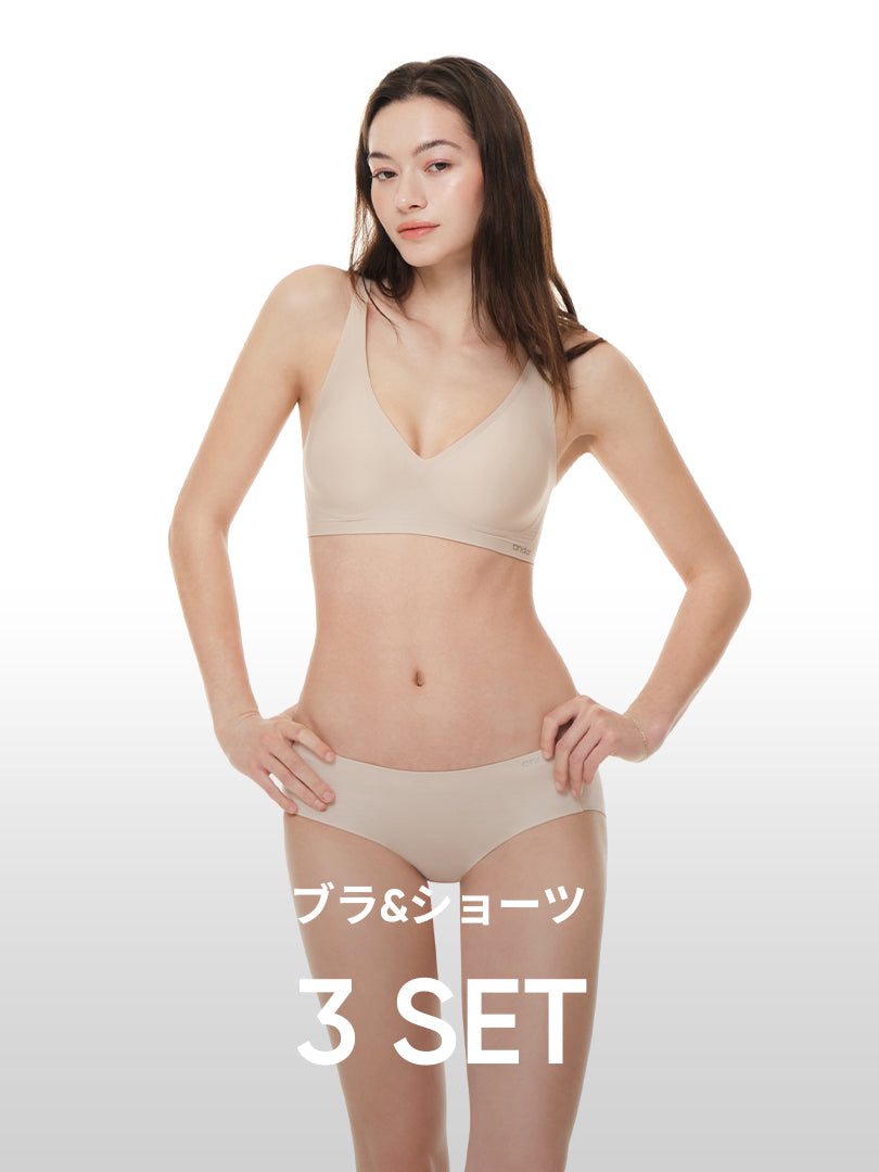 [3SET] andar オールデイフィット CDE ブラ (パッド一体型 / 2タイプ選択可能)&ショーツ