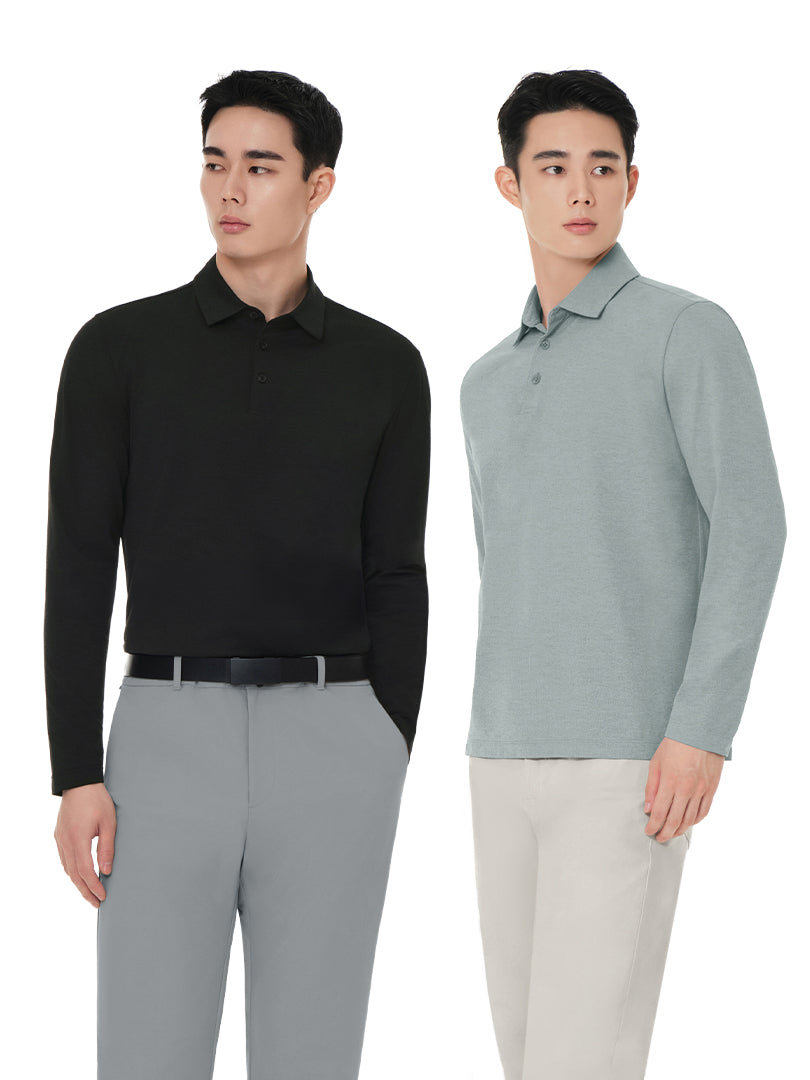 [3SET] NEW Airy Fit メンズ ポロシャツ (長袖)＋シームレスボクサーパンツ贈呈