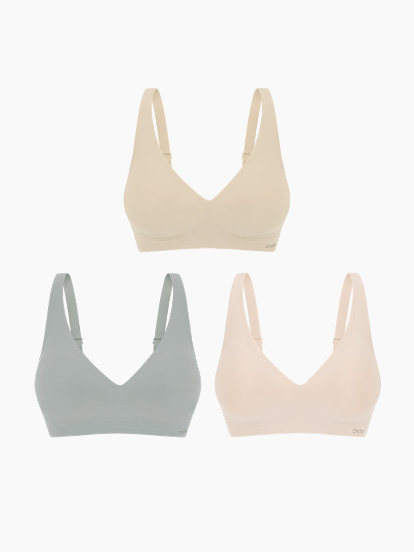 [3SET] andar オールデイフィット CDE ブラ (パッド一体型 / 2タイプ選択可能)