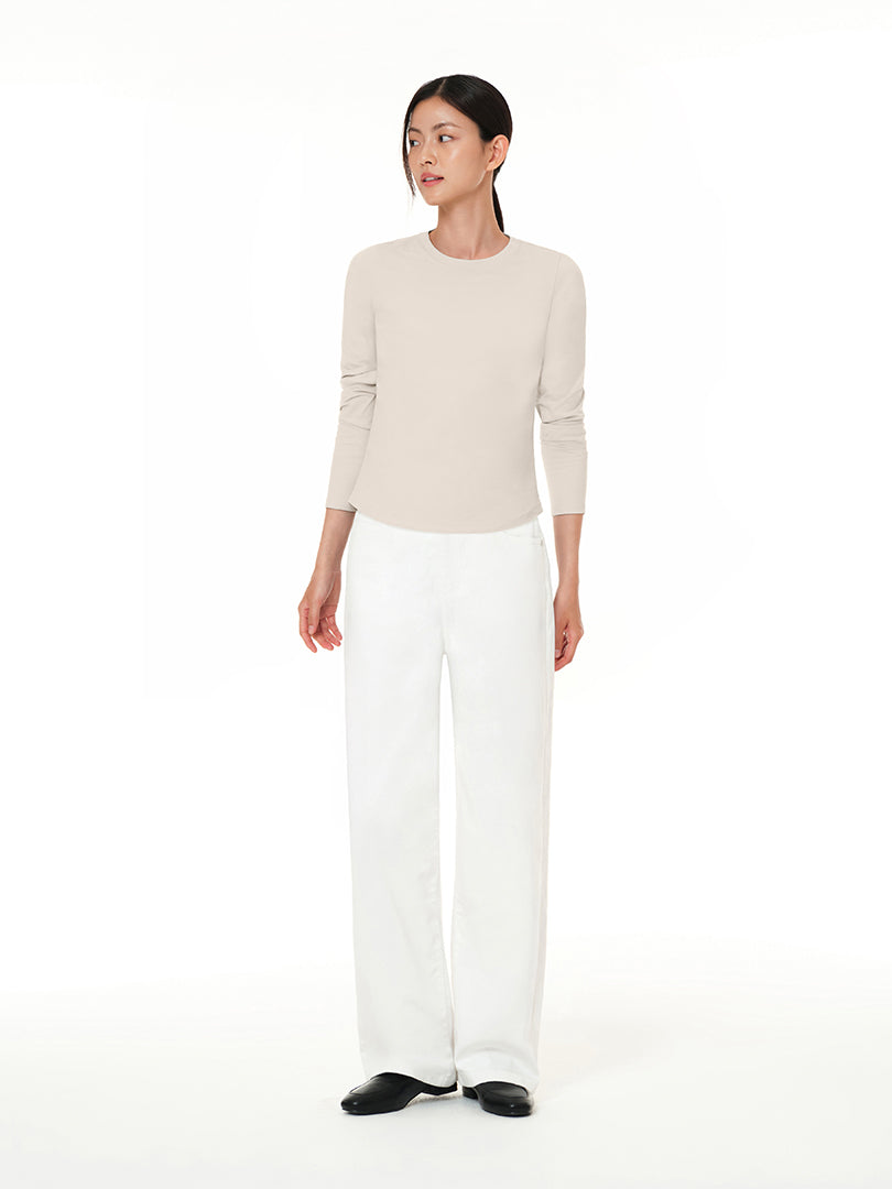 [SET] Airdenim 微起毛 ワイド セットアップ (Airy Fit ピーチ起毛スリムT(長袖)+ワイドパンツ) - andar JAPAN