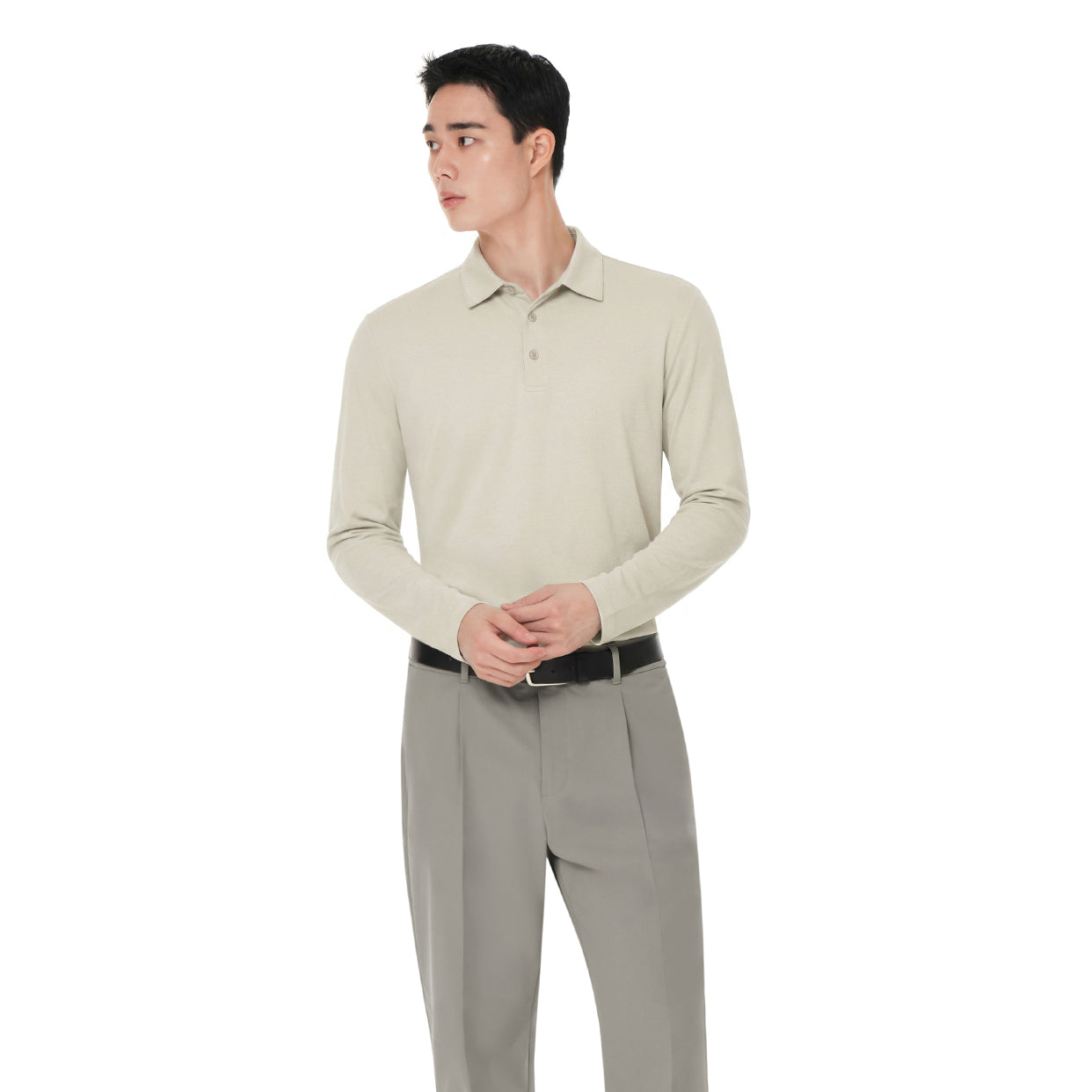 andar ポロシャツ　Airy Fit ライト裏起毛 スマートカラートップ airyfit メンズ ライト裏起毛 ポロシャツ (長袖) – andar JAPAN