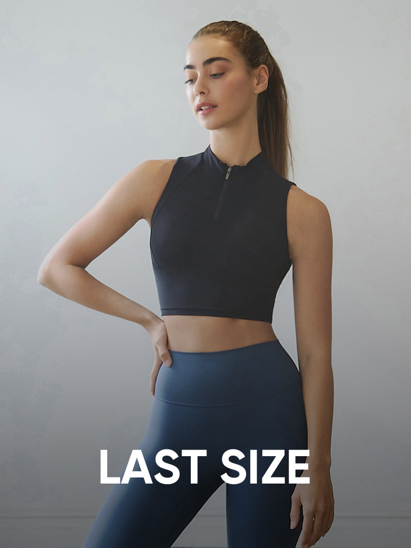 [LAST SIZE] Airywin ハーフネック フロントファスナー クロップド スポーツブラ
