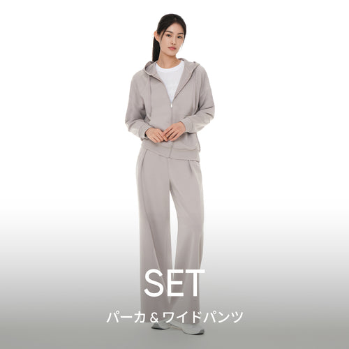 [SET] mildmooth セットアップ (ジップアップパーカー＋ワイドパンツ) - andar JAPAN
