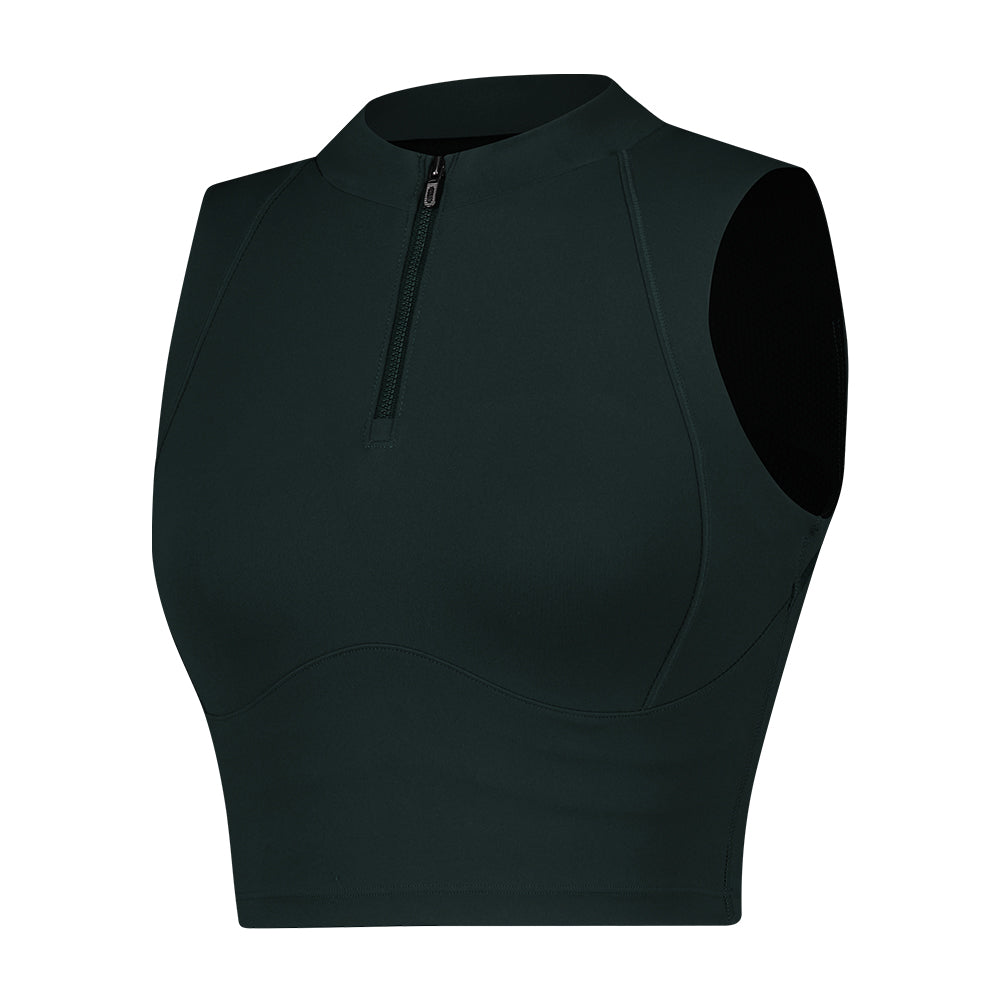 Aircooling ハーフネック フロントファスナー クロップド スポーツブラ - andar JAPAN