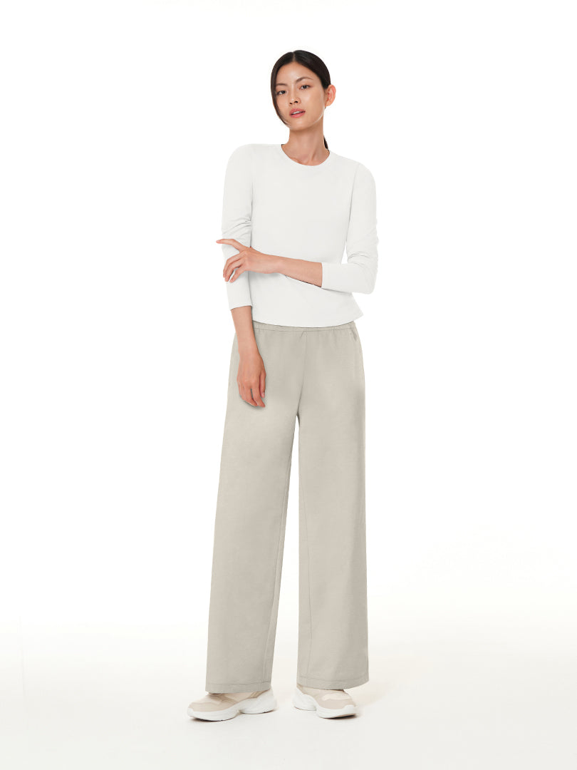 [SET] Airy Fit 裏起毛セットアップ (スリムフィットTシャツ＋ワイドパンツ) - andar JAPAN