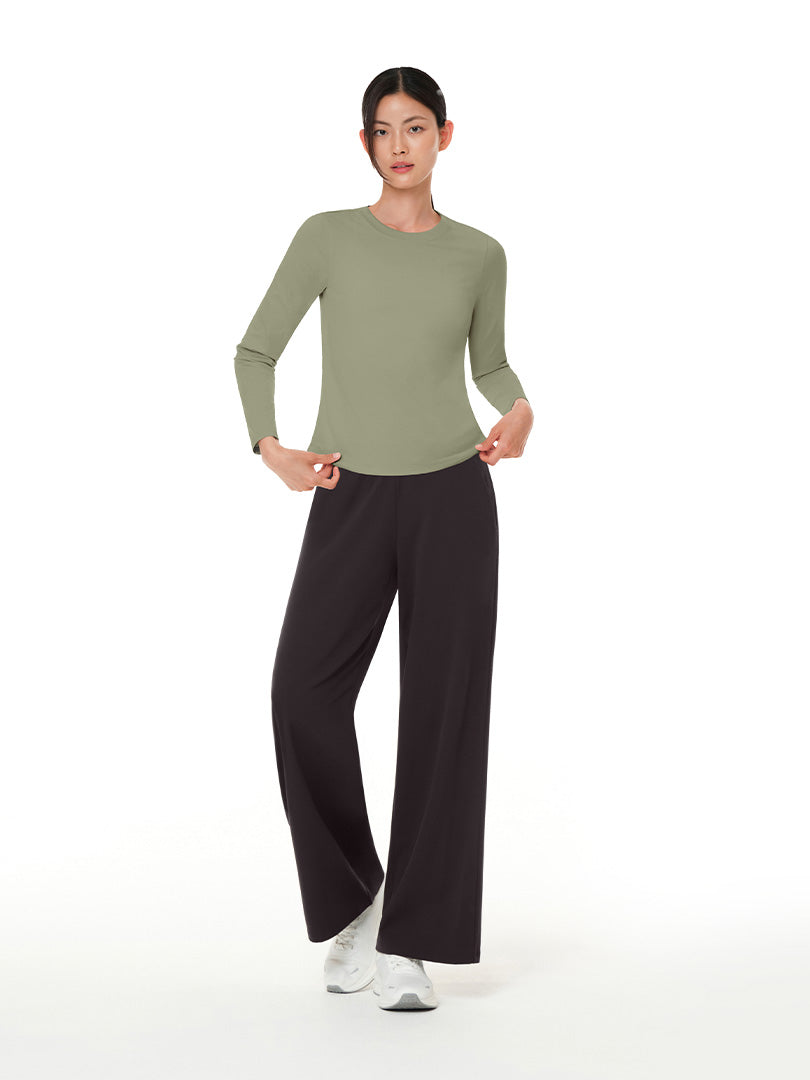 [SET] 冬の着回し抜群セットアップ (Airy Fit ピーチ起毛スリムT(長袖)+裏起毛マキシワイドレギンス) - andar JAPAN