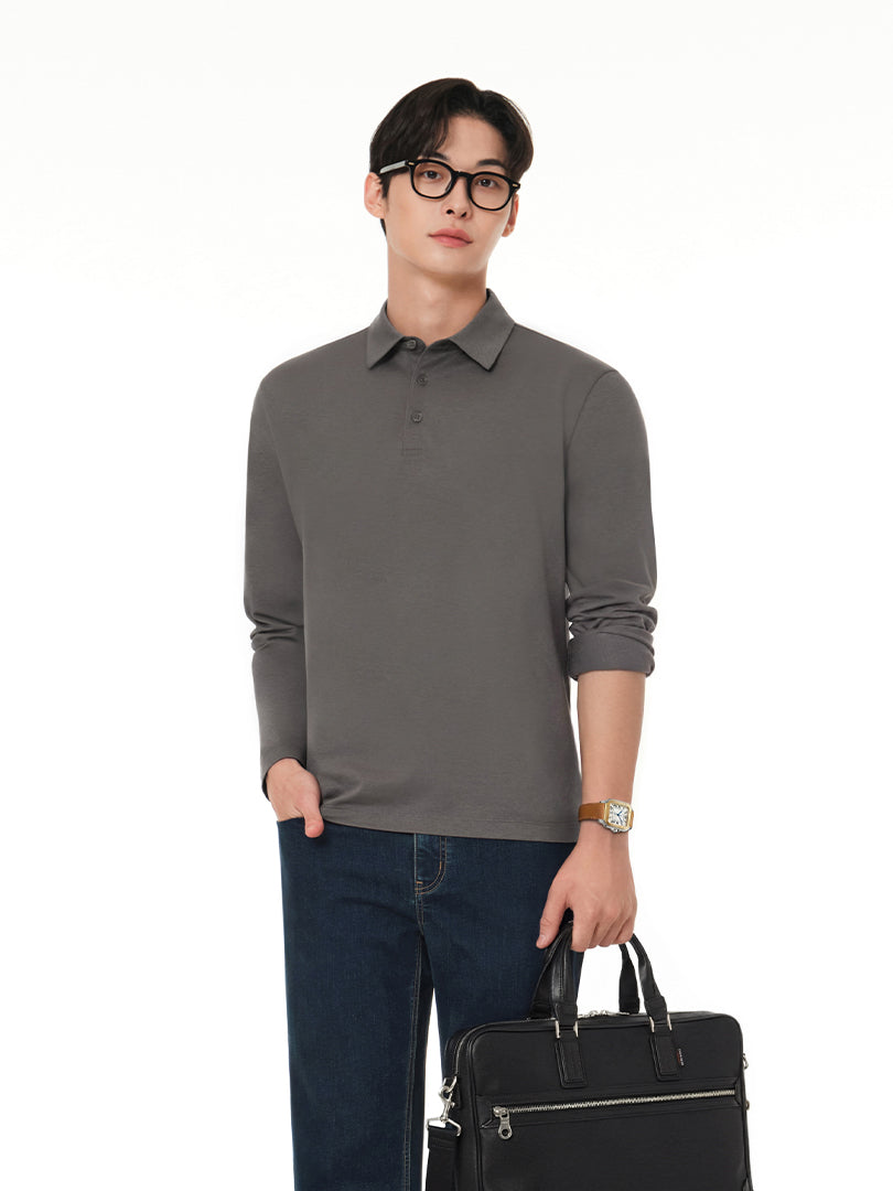 NEW Airy Fit メンズ ライト裏起毛 スマートカラートップ (長袖)