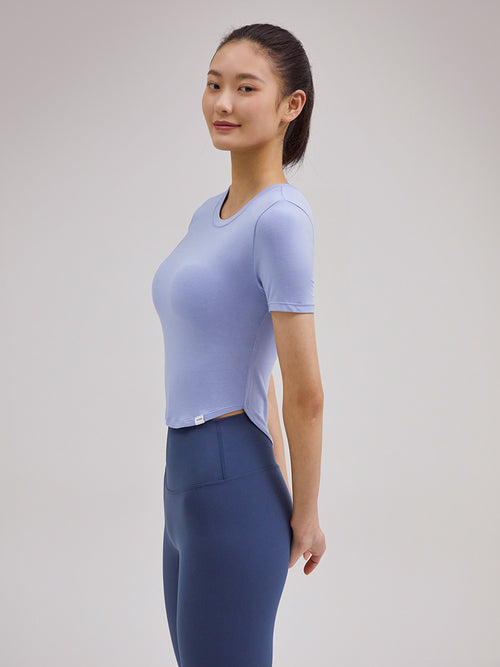 [OUTLET] Modal サステイナブル ラウンド クロップド トップス (半袖) - andar JAPAN