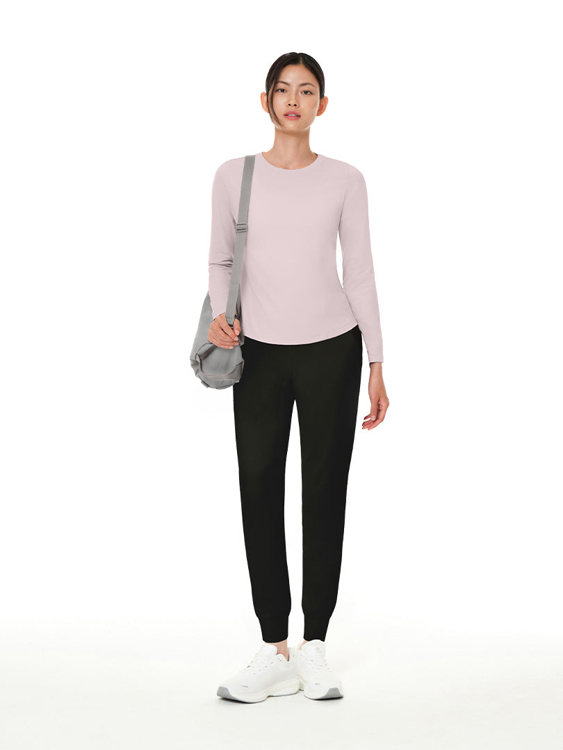[SET] ゆったり裏起毛トレーニングセット (Airy Fit ピーチ起毛 スリムフィットT(長袖)+Airmooth 裏起毛 ジョガーフィット レギンス)