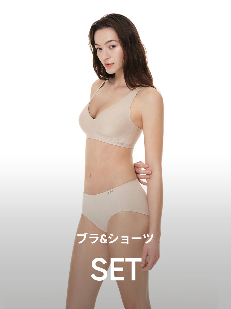 [SET] andar オールデイフィット CDE ブラ (パッド一体型 / 2タイプ選択可能)&ショーツ - andar JAPAN