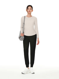 [SET] ゆったり裏起毛トレーニングセット (Airy Fit ピーチ起毛 スリムフィットT(長袖)+Airmooth 裏起毛 ジョガーフィット レギンス) - andar JAPAN