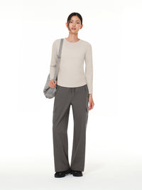 [SET] あったか日常・旅セット(Airy Fit ピーチ起毛スリムT(長袖)+裏起毛 セミワイド カーゴパンツ)+シームレスショーツ贈呈 - andar JAPAN