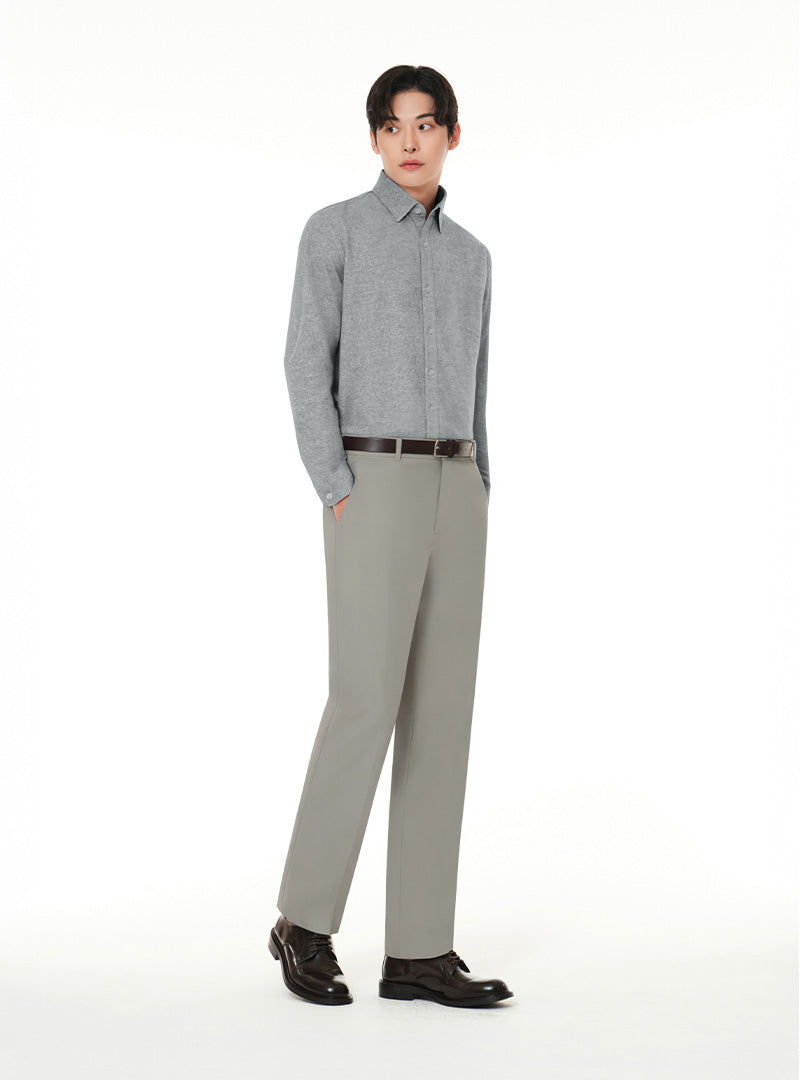 [SET] メンズ シャツ＆起毛スラックスセットアップ (ストレッチツイルシャツ＋Urbanactive ライト起毛スラックス) ＋ビジネスソックス贈呈