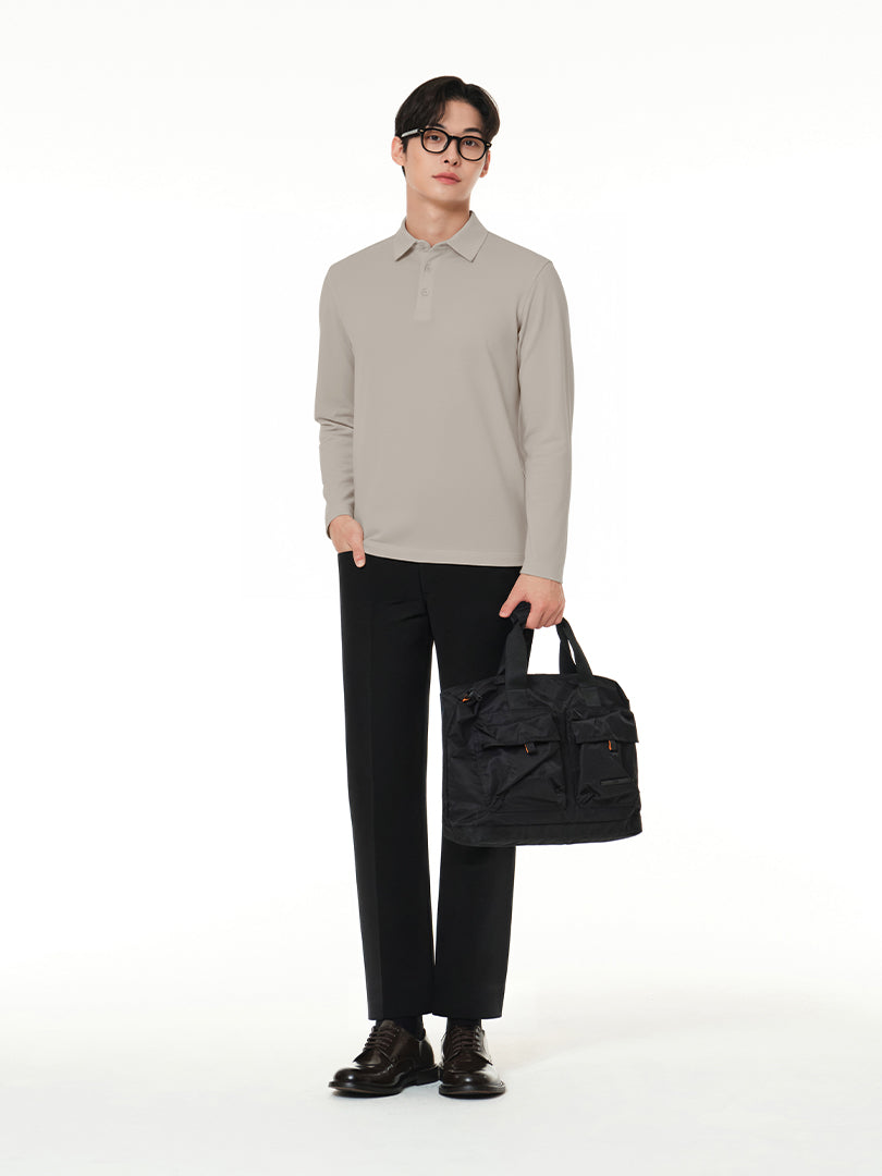 [SET] メンズ ライト裏起毛 オフィスセットアップ (Urbanactive 裏起毛スラックス＋Airy Fit 裏起毛ポロシャツ) ＋クラシックソックス贈呈 - andar JAPAN