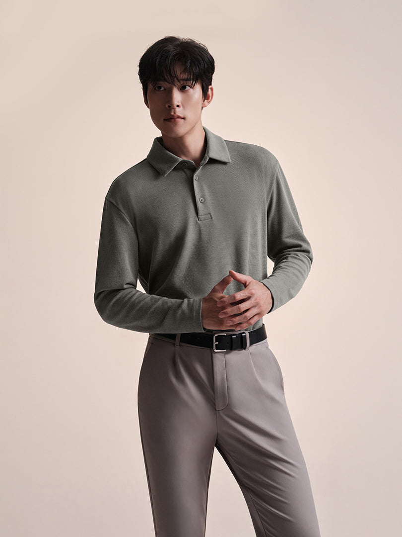 [2SET] NEW Airy Fit メンズ ライト裏起毛 スマートカラートップ (長袖)＋クラシックソックス贈呈