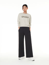 [SET] シグネチャーロゴ 裏起毛 セットアップ (クロップド丈 スウェット+ワイドレギンス) - andar JAPAN