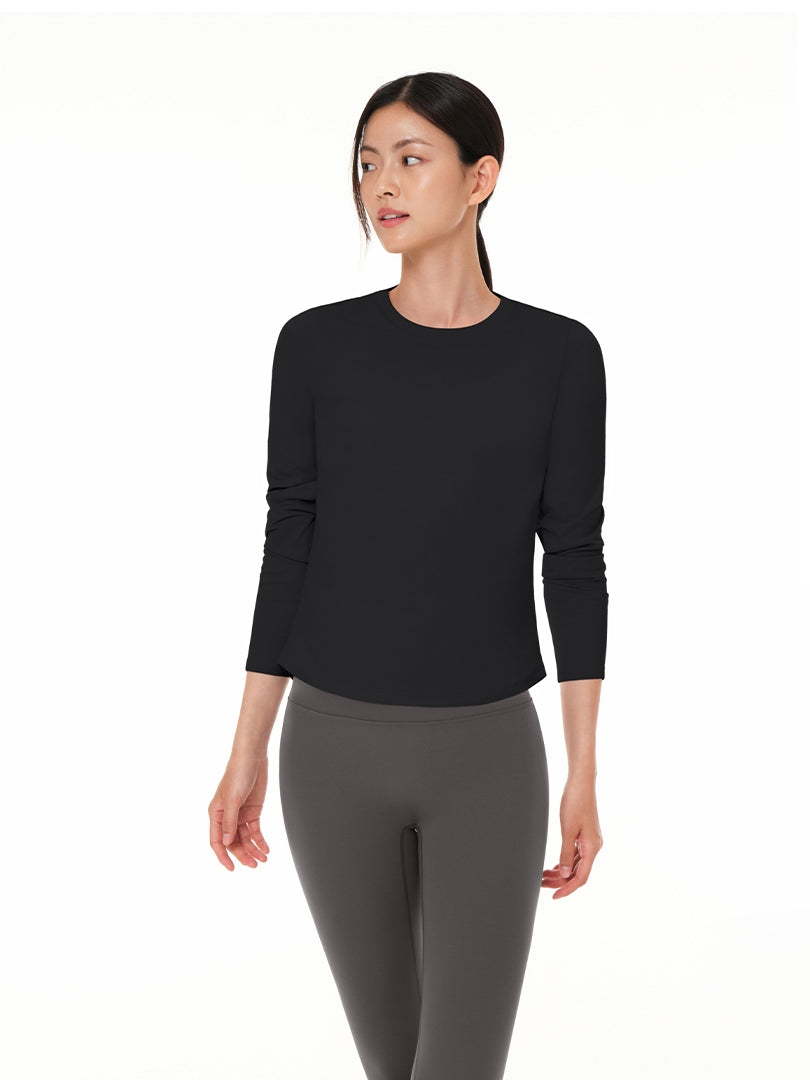 Airy Fit ピーチ 裏起毛 スリムフィット Tシャツ (長袖)