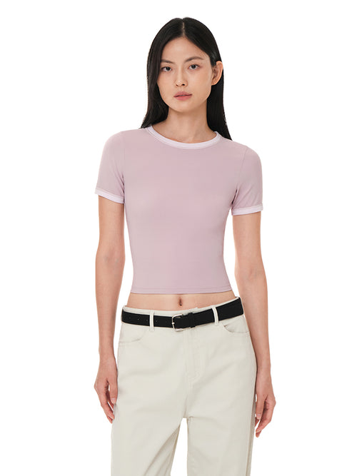 [OUTLET] Softension ネックポイント クロップド トップス (半袖) - andar JAPAN