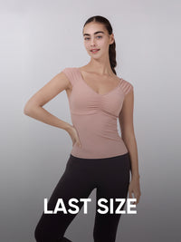 [LAST SIZE] Airexpert シャーリング キャップスリーブ タンクトップ スポーツブラ