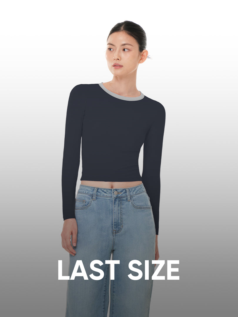 [LAST SIZE] Softension ネックポイント クロップド トップス (長袖) - andar JAPAN