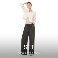 [SET] mildmoothセットアップ (クロップド ジップアップパーカ＋ワイドパンツ)