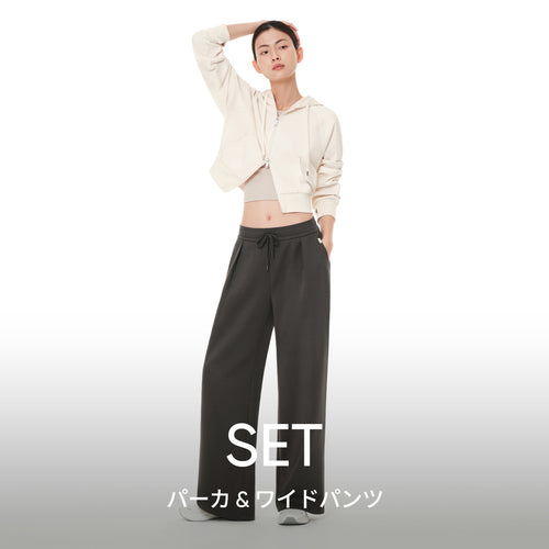 [SET] mildmoothセットアップ (クロップド ジップアップパーカ＋ワイドパンツ) - andar JAPAN