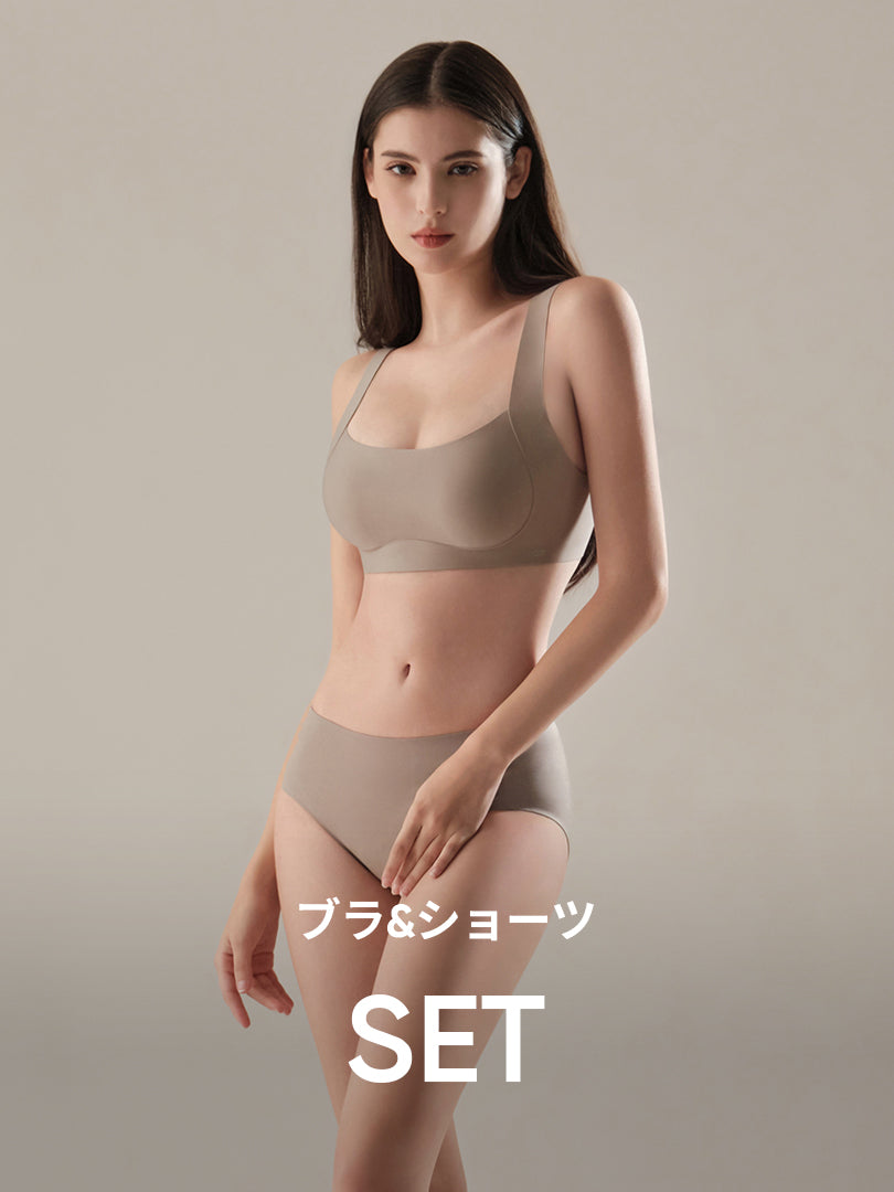 [SET] andar カバーフィット 脇高ブラ＆ショーツ(ワンモールド型/ホックあり) - andar JAPAN