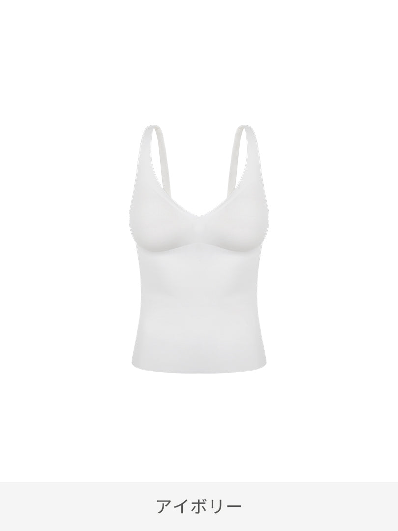 [2SET] andar オールデイフィット ピーチ起毛キャミソール (パッド一体型) &ショーツ